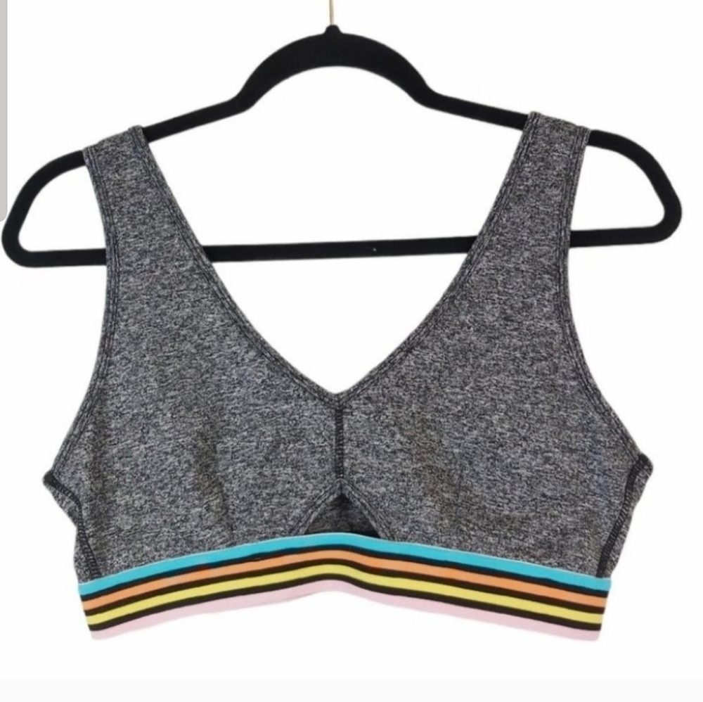 Sommer  Ray Grey Rainbow Cutout Sports Bra sz XL